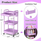 SUNALLY 3 Tier Rolling Cart Organizer - Image 3