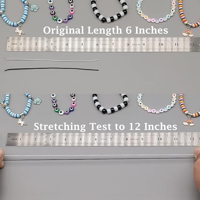 LUSTEMBER Stretchy String for Bracelets, 4 Rolls 1 mm Sturdy Elastic String - Image 4