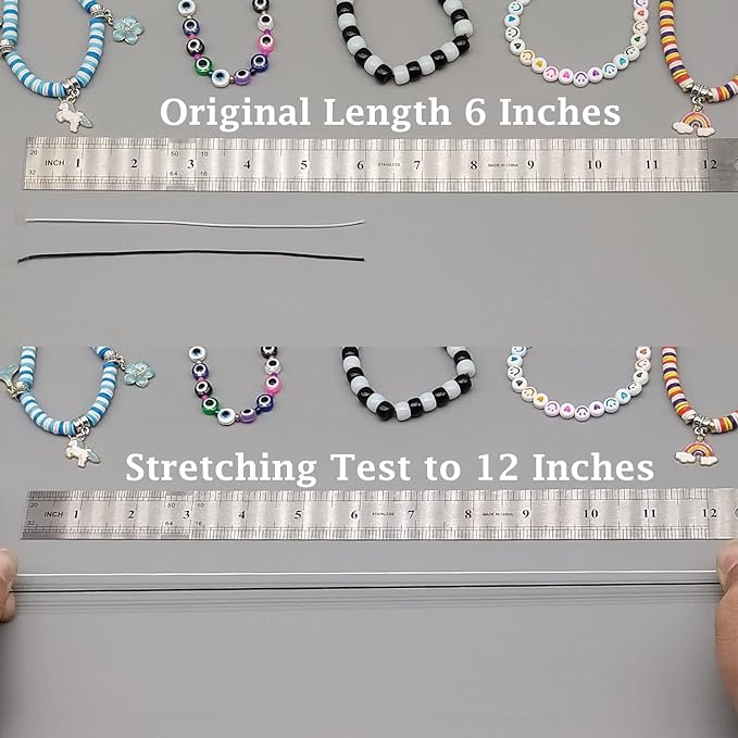 LUSTEMBER Elastic String for Bracelets, 2 Rolls 1 mm Sturdy Stretchy Elastic - Image 4