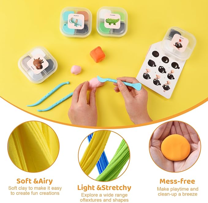 Both idea Air Dry Clay Kit, Animal Theme | 12 Packs, Non-Toxic Kids Gift | - Image 4