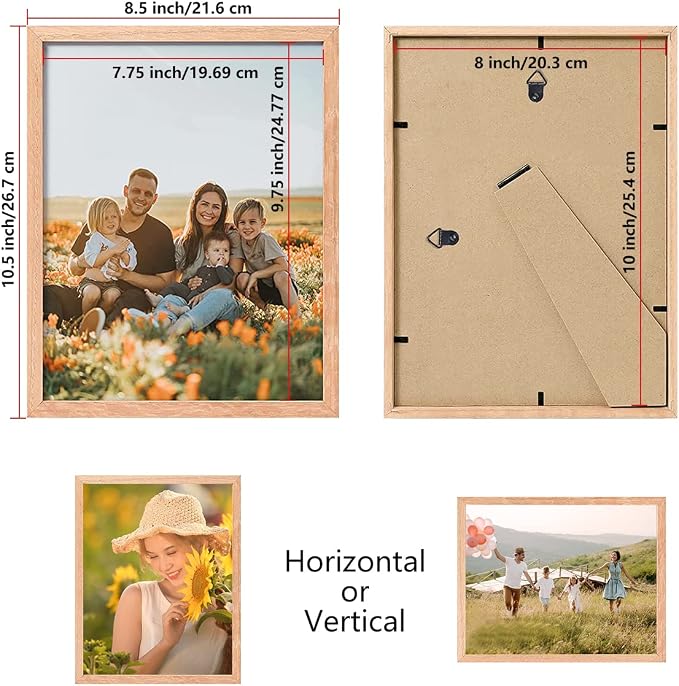 ATOBART 8x10 Set of 2 Oak Wood Picture Frame Solid Wooden Photo Frame Natural - Image 2