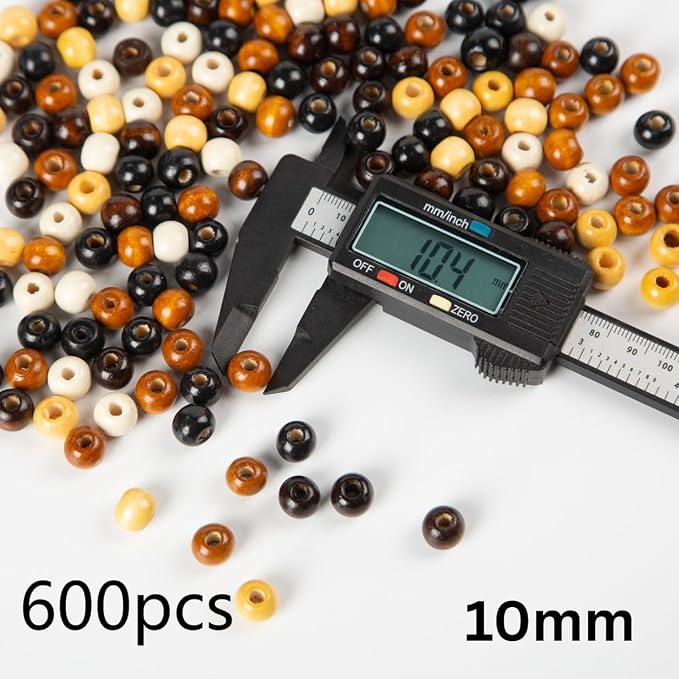 600pcs 10mm Wooden Beads for Jewelry Making, Large Hole Natural Wood Spacer - Image 3