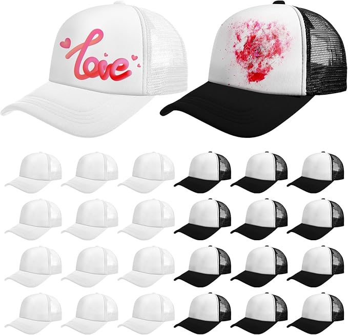 Vabean 24 Pack Sublimation Blank Cap Trucker Mesh Cap Unisex Plain Blank by Vabean
