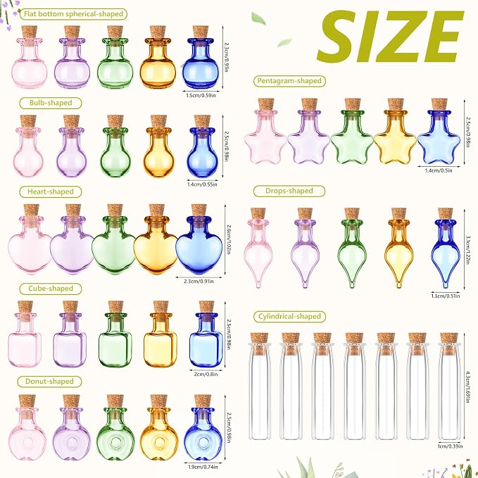 Geiserailie 80 Pieces Tiny Glass Bottles Spell Jars - Image 3
