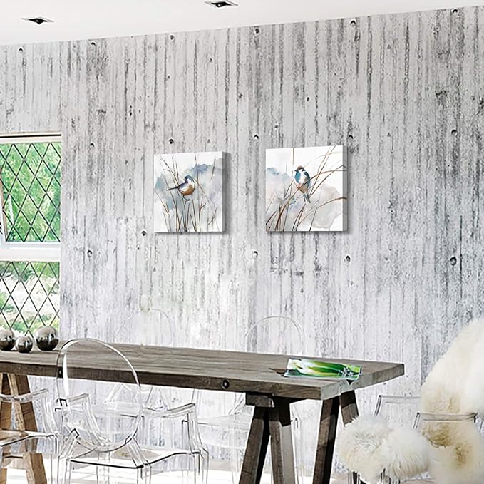 Abstract Picture Bird Wall Art: Animal Birds on Reed Watercolor Artwork Prints - Image 5