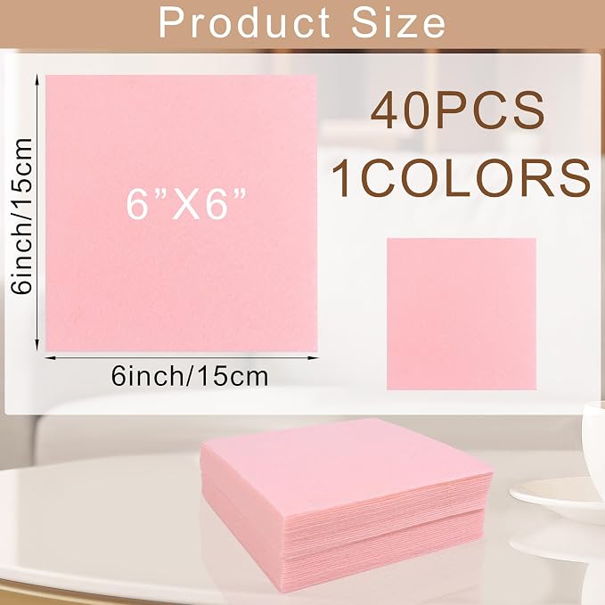40 Pcs Stiff Felt Fabric Sheet for Crafts, 1mm Thick and 6”x6”Pink Felt Fabric - Image 2