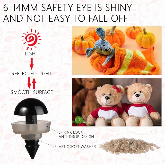 350 Pcs 6-14mm Safety Eyes for Crocheting - Image 3