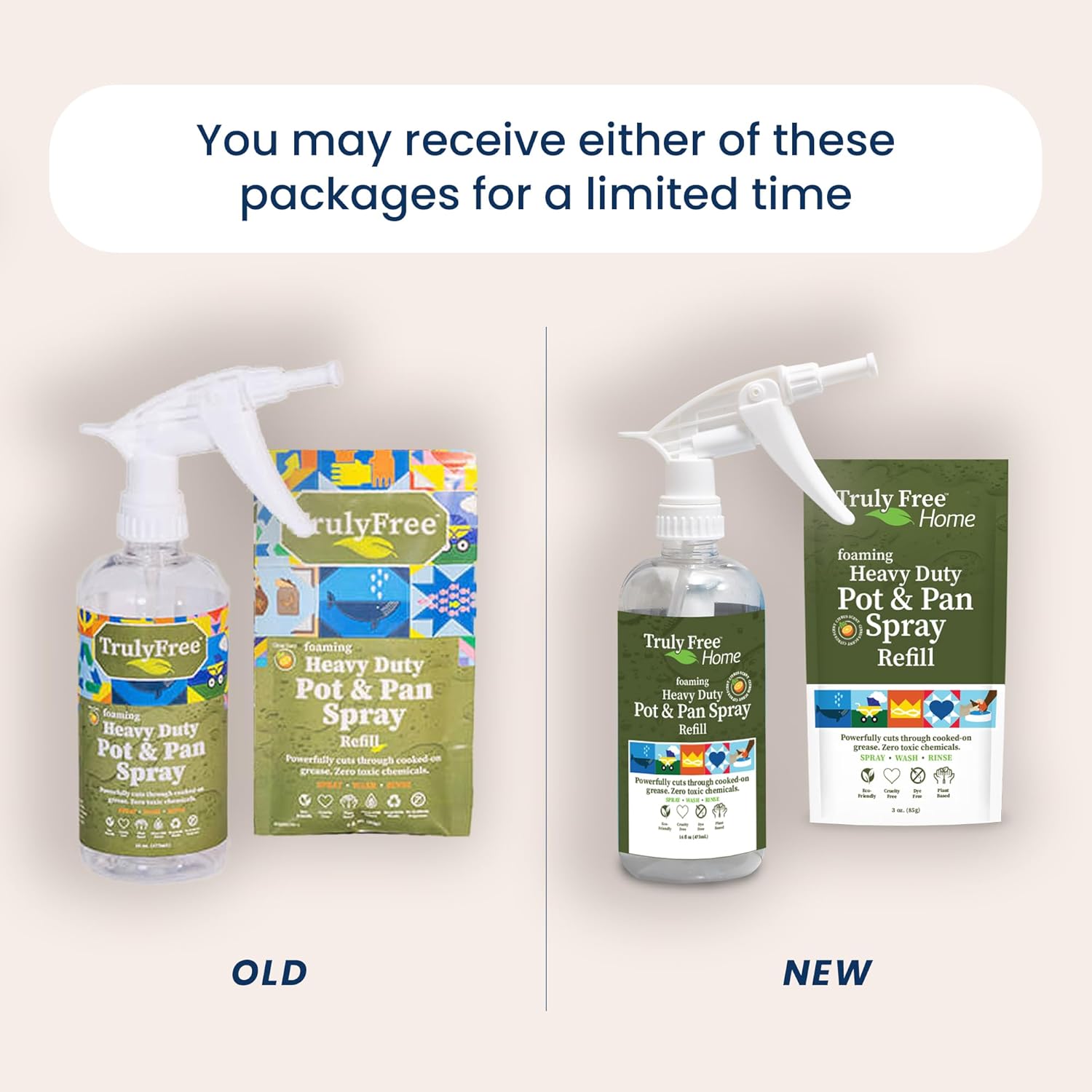 Truly Free Heavy Duty Pot & Pan Spray - Powerful Foaming Grease Remover, Multi-Purpose Kitchen Cleaner Spray Degreaser for Oven, Stoves, Grill & More, Citrus Scent - Includes 1 Empty Bottle & 2 Refill