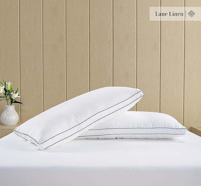 LANE LINEN Bed Pillows Standard Size Set of 2, Medium Soft Support Gusseted - Image 3