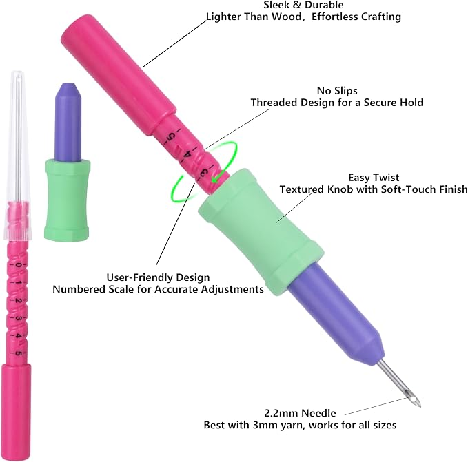 Adjustable Punch Needle Kit for Adults Beginners, 2.2mm/2.5mm/3.5mm/5mm Punch - Image 3