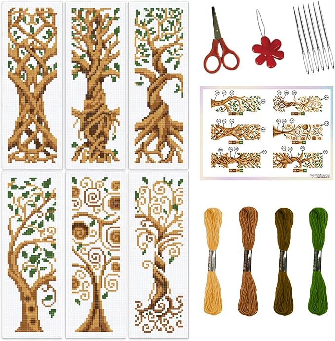 ORIGACH 6 Set Tree of Life Cross Stitch Bookmark Kit by ORIGACH