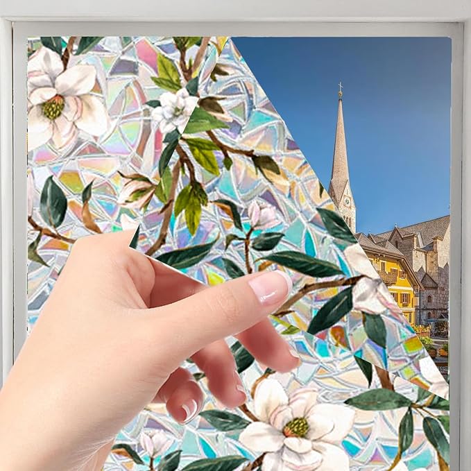 Floral Stained Glass Window Privacy Film, Retro Decorative Rainbow Window - Image 2