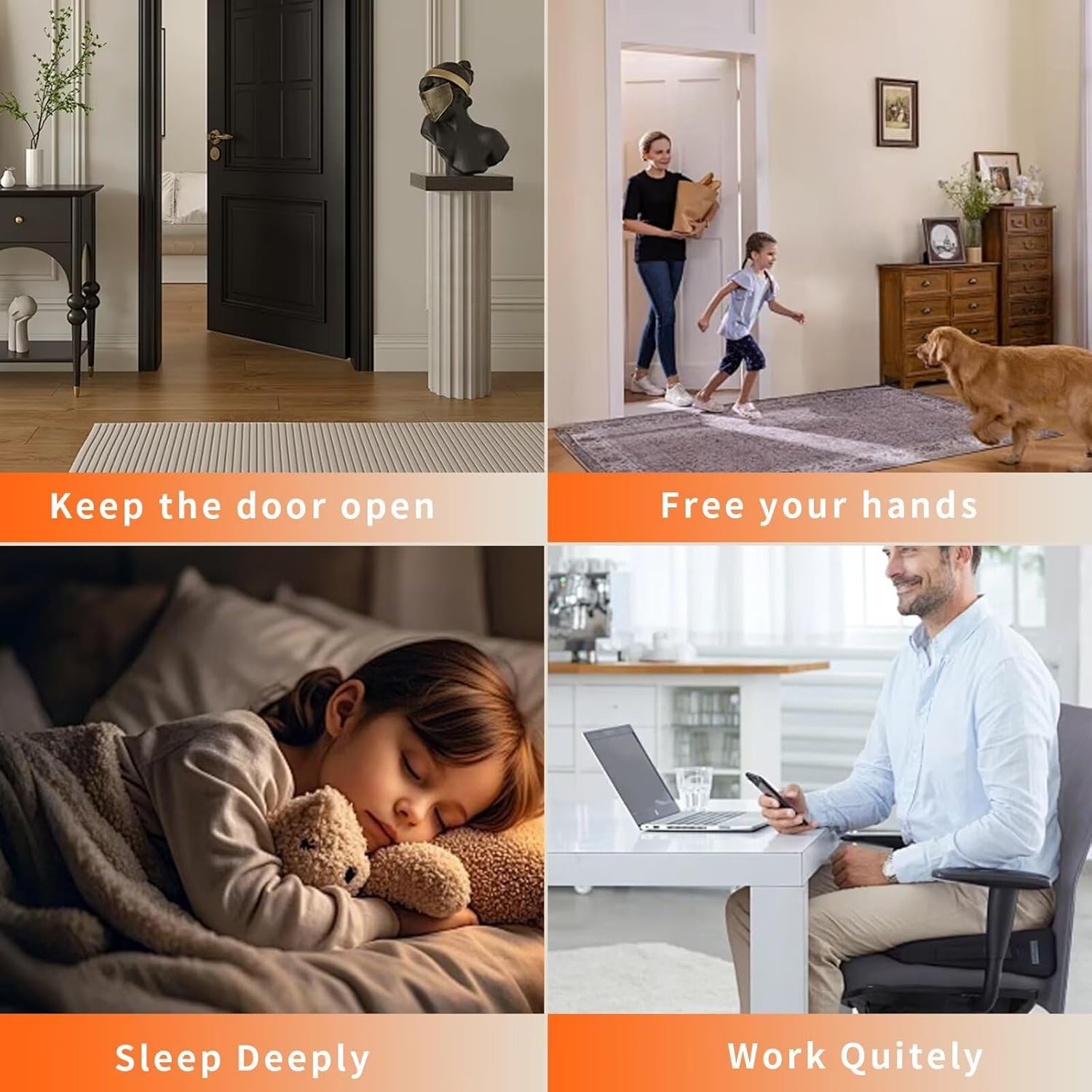 Bak Bo Magnetic Door Stoppers 4 Pack Bottom of Door Holder Keep Door Open No Drilling Magnet Floor Door Stop with Screws and Adhesive Brushed Nickel DS268BN-4