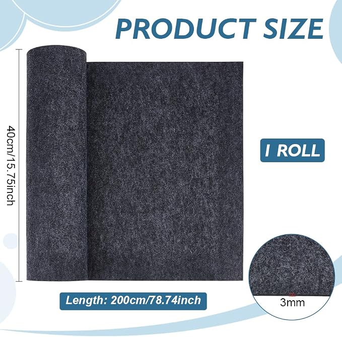 BENECREAT 78.7x15.7inch Felt Roll, 3mm Thick Nonwoven Felt Roll - Image 2