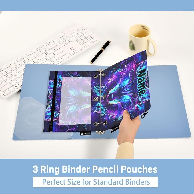 Custom Mystical Wolf Face Pencil Pouch - Image 4
