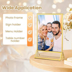 Acrylic Sign Holder 4X6 Double-Sided Gold Picture Frames ，6 Pack | Acrylic - Image 5