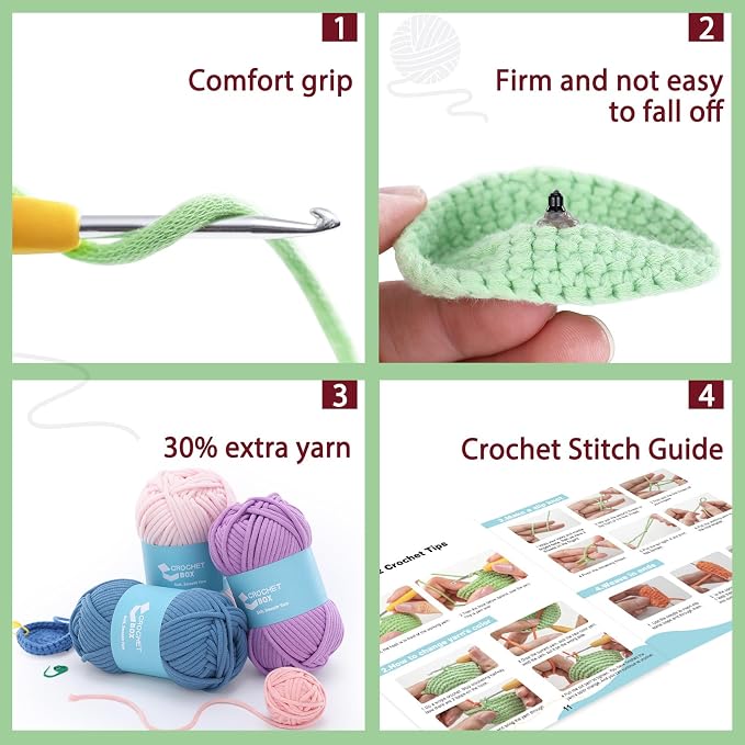 CrochetBox Crochet Kit for Beginner, Highland Cow and Frog Learn How to Crochet - Image 5