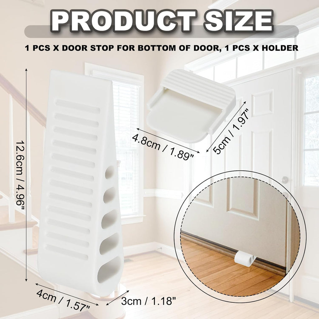 PATIKIL Rubber Door Stoppers for Bottom of Door, Door Wedge Stopper with Holder Sturdy Stackable Doorstop Wall Protector for Home Office Floor Concrete Tile, White