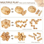 VolksRose 15pcs Wooden Brain Teaser Puzzles, IQ Challenge Puzzle Games - Image 3