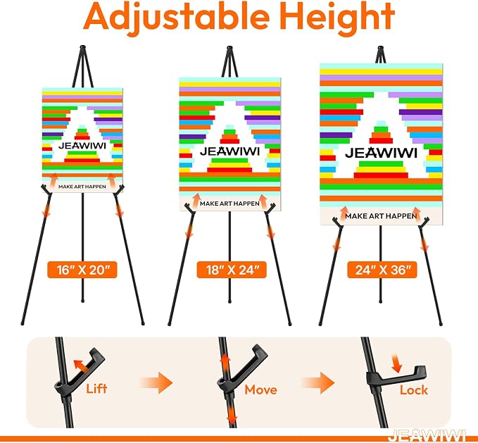 JEAWIWI 1 PCS Black Lightweight Easel Stand, 66 Inch Portable Display Easel - Image 9