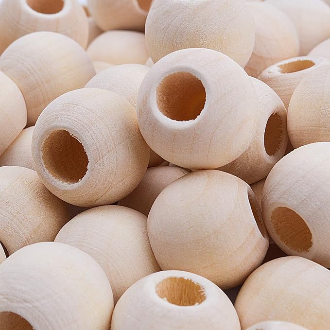 Jdesun 200 Pieces Wooden Beads, Natural Round Wood Loose Beads Wood Spacer 12mm - Image 3
