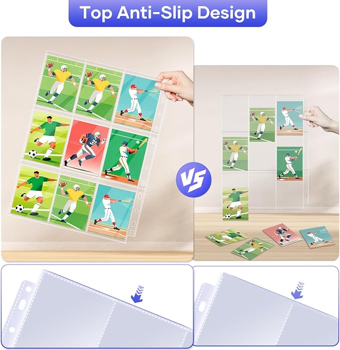 TiopLior 60 Pack Sheet Protectors, 9 Pocket Double Sided Card Sleeves Page - Image 6