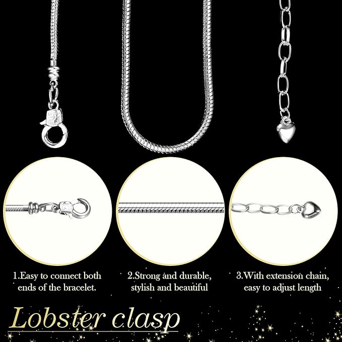 Hicarer 27 Pieces Snake Charm Bracelet Chain Adjustable Charm Bracelet Chain - Image 5