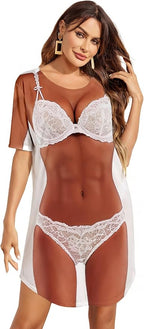 Ekouaer Women's Bikini Shirt Cover Up Short Sleeve Cute Bikini Print Cover-Up - Image 3