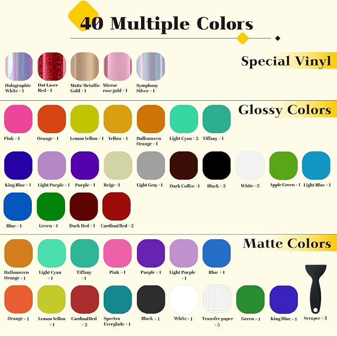 HTVRONT Permanent Vinyl 57 Pack 12"x12", Compatible - Image 2