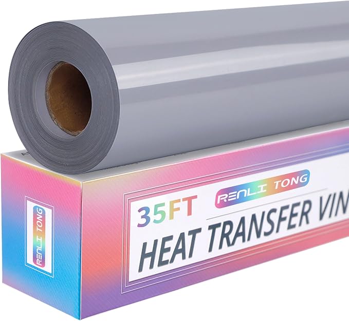 RENLITONG Glossy Grey HTV Vinyl 12" x 35ft Roll by RENLITONG