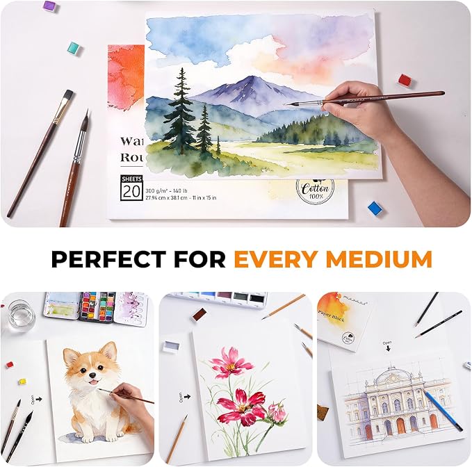 Fuumuui 11×15 Watercolor Paper Block, Textured Rough 100% Cotton Watercolor - Image 7