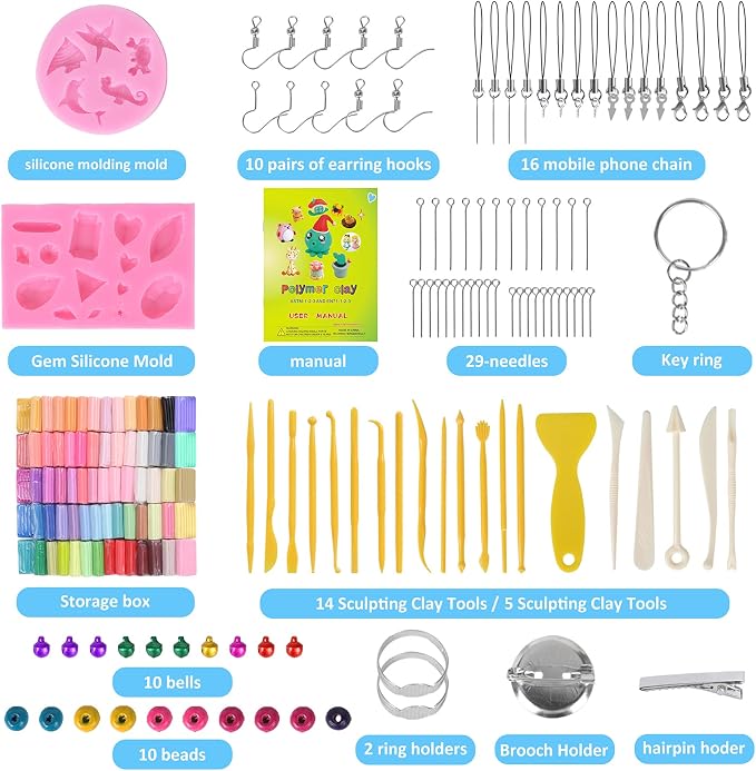 Cyajm 72 Colors Polymer Clay Kit, DIY Jewelry Crafts Gifts - Image 4