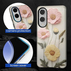 Case for Samsung Galaxy S25 Edge Case, Faux Embroidery Boho Floral Design - Image 2