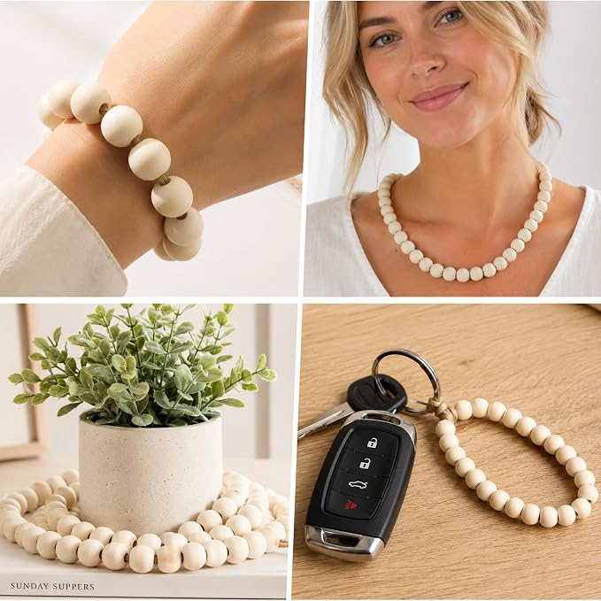 Natural Wood Beads Bulk Unfinished Round Wooden Beads - Image 7