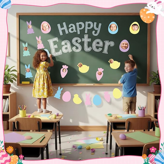 Funrous 80 Pcs Easter Paper Cutouts Pastel Bunny Egg Chick Carrot Cutouts - Image 6