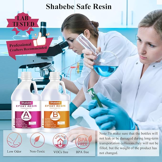 Shabebe Epoxy Resin, 1Gallon Epoxy Resin Crystal Clear, Not-Yellowing No-Bubble - Image 3