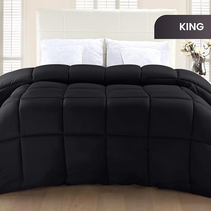 Utopia Bedding King Comforter Duvet Insert, Quilted Black Comforter - Image 2
