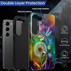 for Samsung Galaxy S23 Case, Dragonfly Dandelion Colorful Pattern Glossy 2 in 1 - Image 3