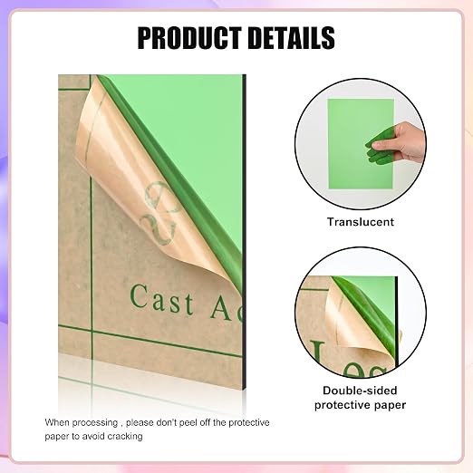 Lesnlok Green Acrylic Sheets 1/8 inch Thick 3mm 2 Pack 16 x 20 Clear Plexiglass - Image 3