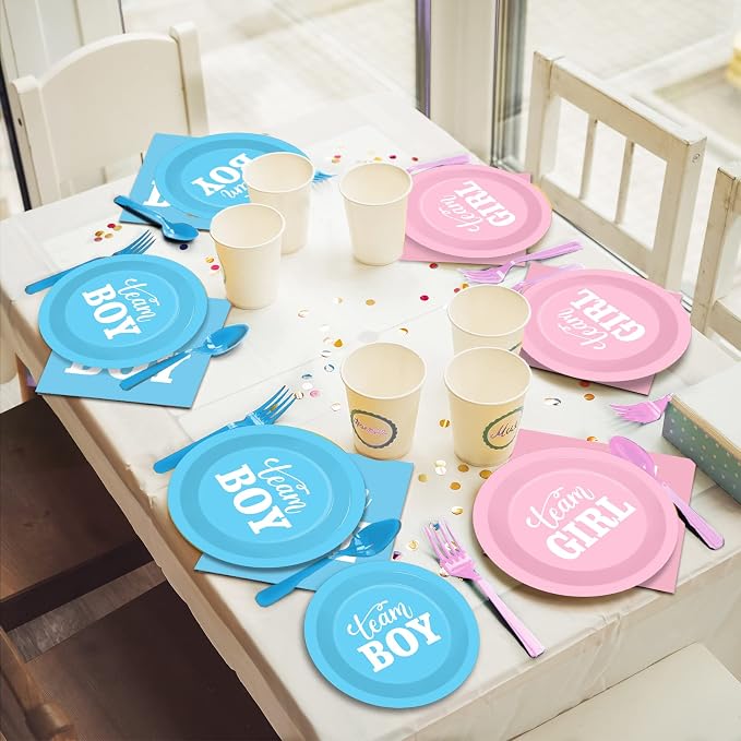 96 PCS Gender Reveal Party Supplies Gender Reveal Plates and Napkins Baby - Image 6