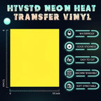 HTVSTD Neon HTV Heat Transfer Vinyl 10 Sheets 12×10in Iron on Vinyl | Neon - Image 2