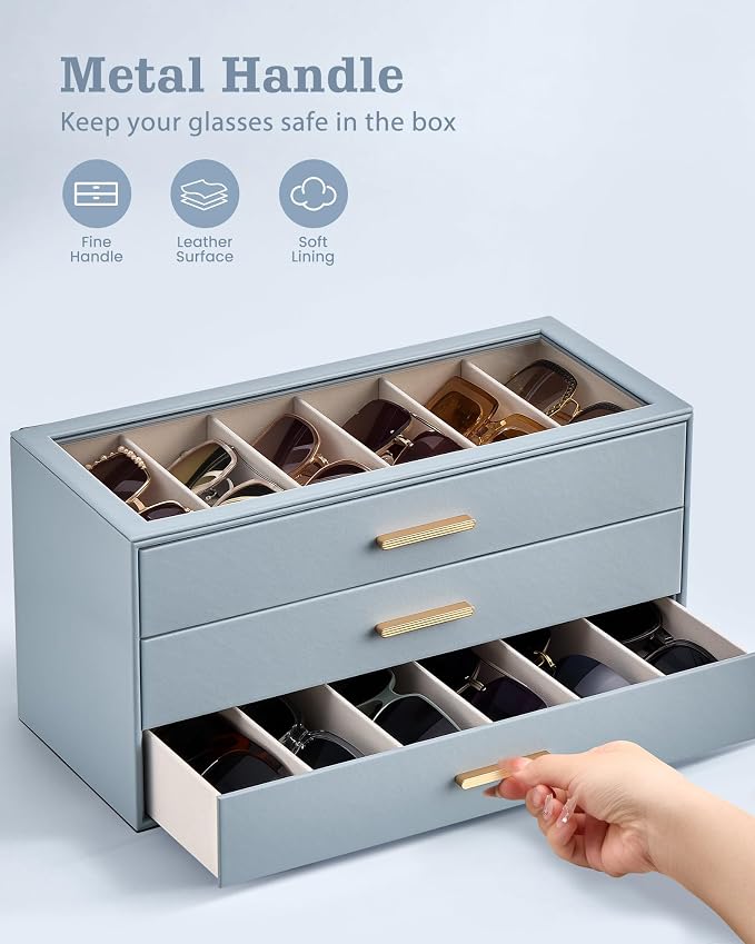 Lolalet Sunglasses Storage Box for Women, Eyewear Eye Glass Organizer - Image 3