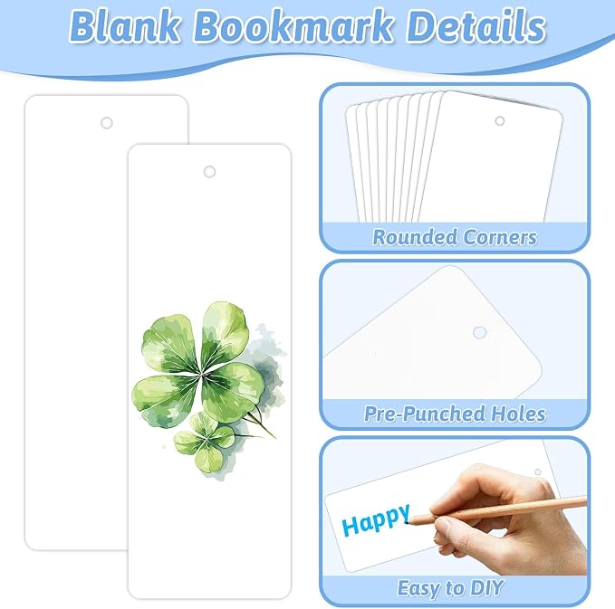 DSYIL 200 PCS Blank Bookmarks Bulks – White Paper Book Mark Blanks 350GSM - Image 3