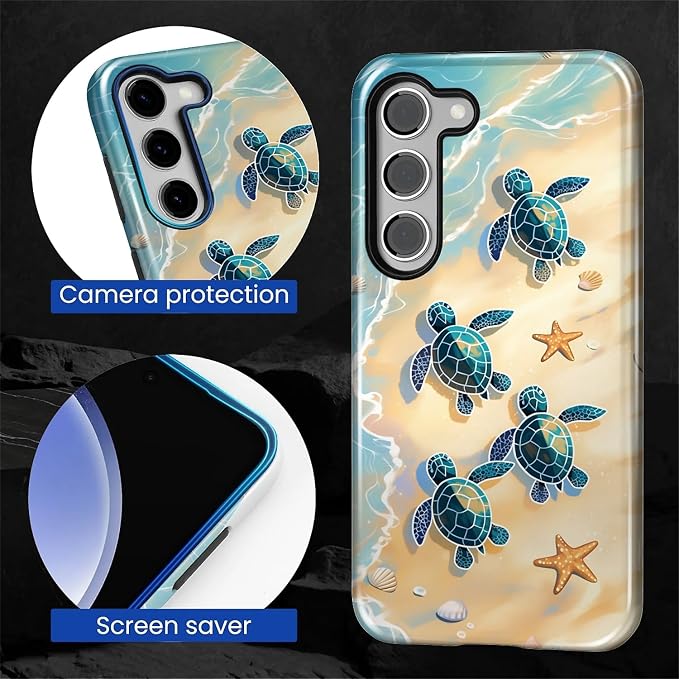 for Samsung Galaxy S23 Plus Case, Sea Turtle Beach Pattern Glossy 2 in 1 - Image 6