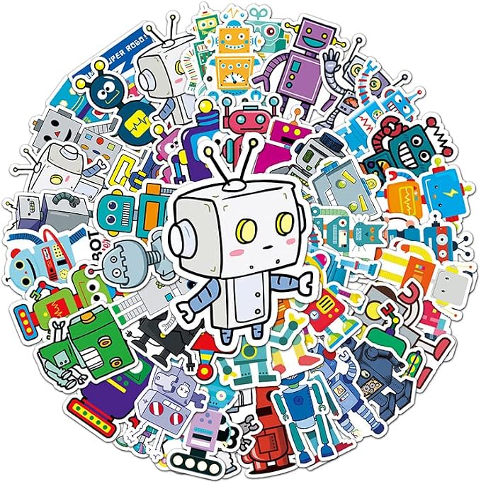 Cute Cartoon Robot Stickers for Kids by Unknown