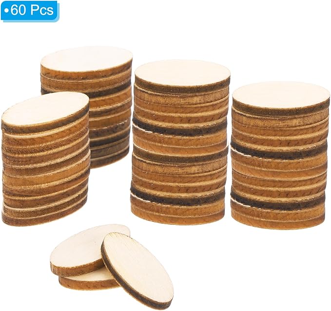 PATIKIL 60PCS Oval Wood Pieces 0.8 Inch Unfinished Oval Shape Wooden Blank - Image 3