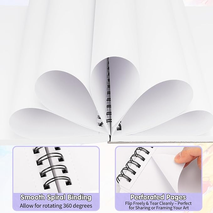 FIXSMITH 9"X12" Purple Sketch Book, 100 Sheets Spiral Sketchbook, Acid Free - Image 4