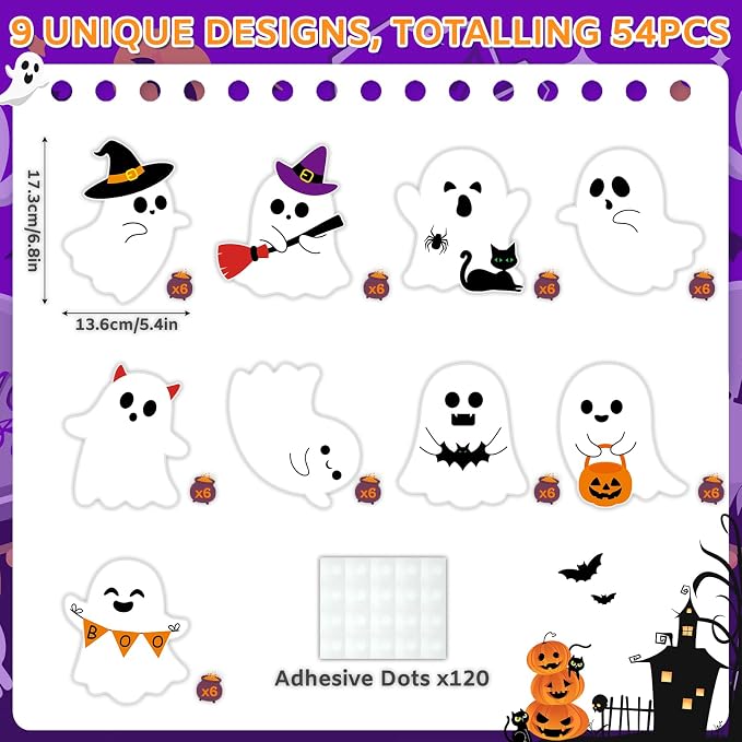 54Pcs Halloween Ghost Cutouts, Classroom Halloween Bulletin Board Decorations - Image 2
