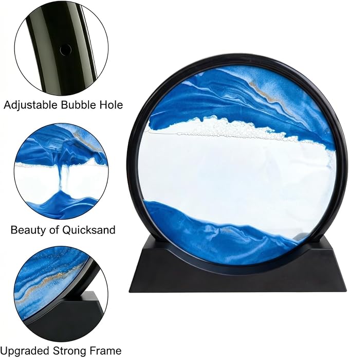 Kbkoudez Moving Sand Art Picture- Sand Art Liquid Motion 3D Sandscape, Round - Image 3