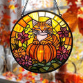 Orange Cat on Pumpkin Acrylic Suncatcher by Unknown